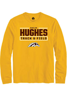 Kaelin Hughes Western Michigan Broncos Gold NIL Stacked Box Long Sleeve Player T Shirt