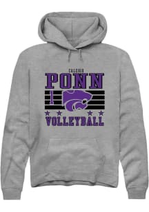 Caleigh Ponn Rally Mens Grey K-State Wildcats NIL Striped Player Hood