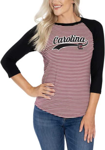South Carolina Gamecocks Womens Black Leah Striped Baseball Long Sleeve T-Shirt