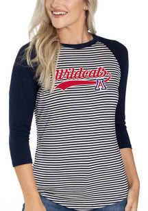 Arizona Wildcats Womens Navy Blue Leah Striped Baseball Long Sleeve T-Shirt