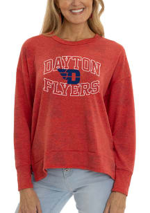 Dayton Flyers Womens Red Tie Dye Long Sleeve Pullover