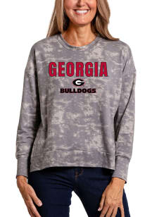 Georgia Bulldogs Womens Grey Tie Dye Long Sleeve Pullover