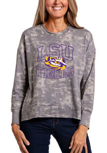 LSU Tigers Womens Grey Tie Dye Long Sleeve Pullover