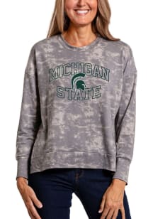 Michigan State Spartans Womens Grey Tie Dye Long Sleeve Pullover