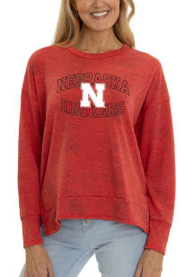 Nebraska Cornhuskers Womens Red Tie Dye Long Sleeve Pullover