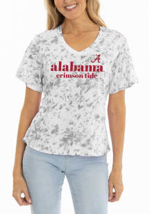Flying Colors Alabama Crimson Tide Womens White Flutter Short Sleeve T-Shirt