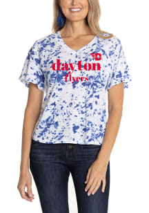 Flying Colors Dayton Flyers Womens Navy Blue Flutter Short Sleeve T-Shirt