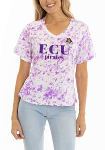 Flying Colors East Carolina Pirates Womens Purple Flutter Short Sleeve T-Shirt
