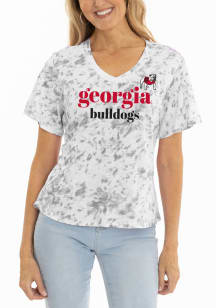 Flying Colors Georgia Bulldogs Womens White Flutter Short Sleeve T-Shirt