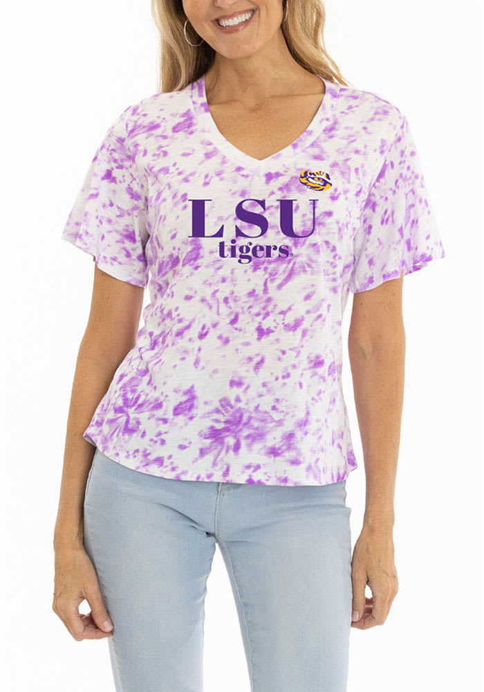 LSU Tigers Womens Purple Flutter Short Sleeve T-Shirt