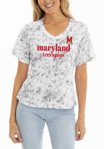 Flying Colors Maryland Terrapins Womens White Flutter Short Sleeve T-Shirt