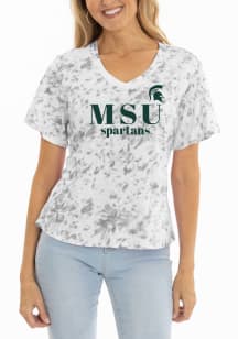 Flying Colors Michigan State Spartans Womens White Flutter Short Sleeve T-Shirt
