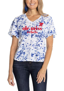Flying Colors Ole Miss Rebels Womens Navy Blue Flutter Short Sleeve T-Shirt