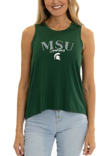 Womens Michigan State Spartans Green Flying Colors High Neck Tank Top