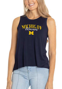 Womens Michigan Wolverines Navy Blue Flying Colors High Neck Tank Top