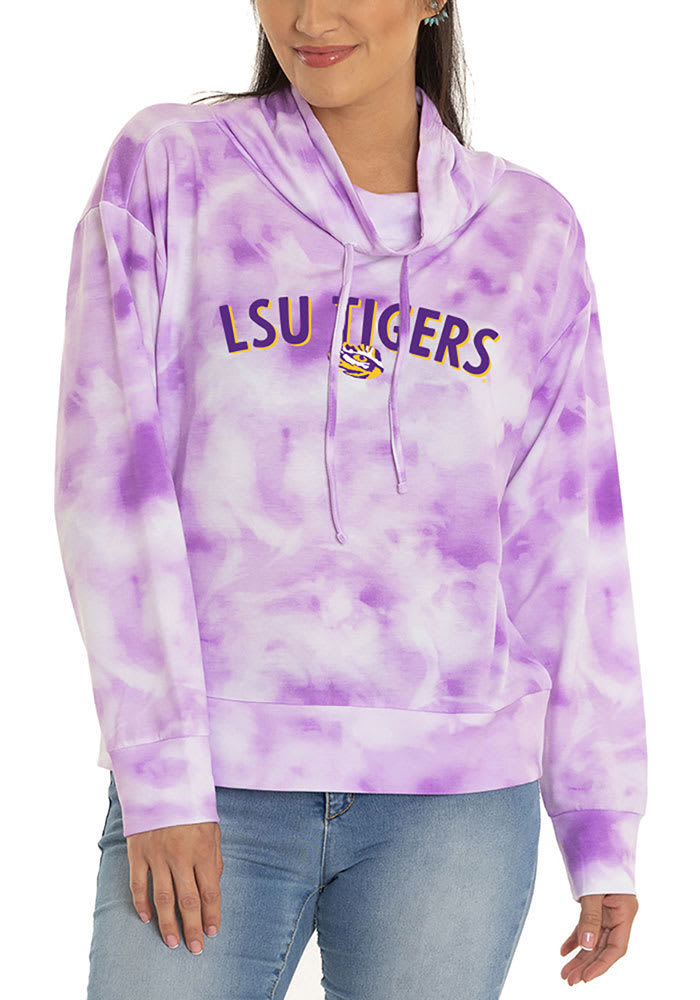 Women's Uscape Apparel Black LSU Tigers Pigment Dyed Fleece Cropped  Pullover Hoodie