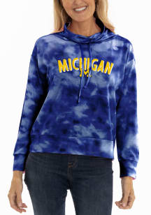 Flying Colors Michigan Wolverines Womens Navy Blue Mock Long Sleeve Pullover