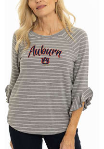 Flying Colors Auburn Tigers Womens Grey Ruffle 3/4 Length Long Sleeve T-Shirt