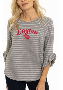 Flying Colors Dayton Flyers Womens Grey Ruffle 3/4 Length Long Sleeve T-Shirt