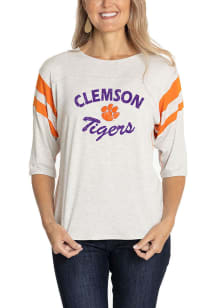 Clemson Tigers Womens Orange Jersey 3/4 Length Long Sleeve T-Shirt