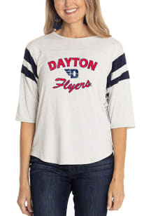 Dayton Flyers Womens Navy Blue Jersey 3/4 Length Long Sleeve T-Shirt
