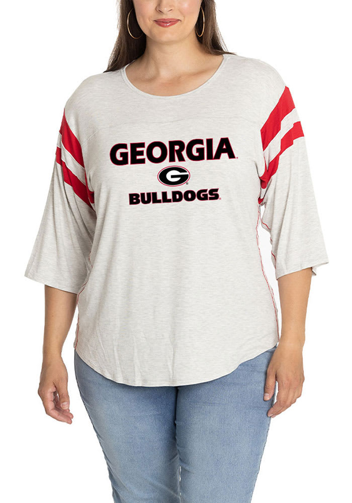 Chicka-d Women's Apparel Georgia Collegiate Football Bulldogs V-Happy Short  Sleeve Jersey Tee - Trenz Shirt Company