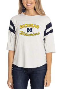 Michigan Wolverines Womens Navy Blue Jersey 3/4 Length Long Sleeve T-Shirt