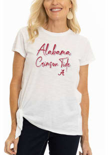 Alabama Crimson Tide Womens White Side Tie Short Sleeve T-Shirt