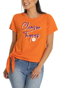 Clemson Tigers Womens Orange Side Tie Short Sleeve T-Shirt