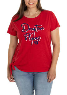 Dayton Flyers Womens Red Side Tie Short Sleeve T-Shirt