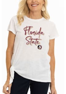 Florida State Seminoles Womens White Side Tie Short Sleeve T-Shirt