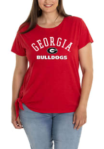 Georgia Bulldogs Womens Red Side Tie Short Sleeve T-Shirt