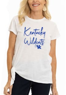 Kentucky Wildcats Womens White Side Tie Short Sleeve T-Shirt