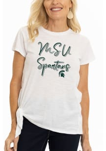 Michigan State Spartans Womens White Side Tie Short Sleeve T-Shirt
