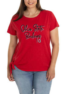 Ohio State Buckeyes Womens Red Side Tie Short Sleeve T-Shirt