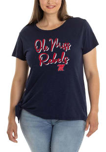 Ole Miss Rebels Womens Navy Blue Side Tie Short Sleeve T-Shirt