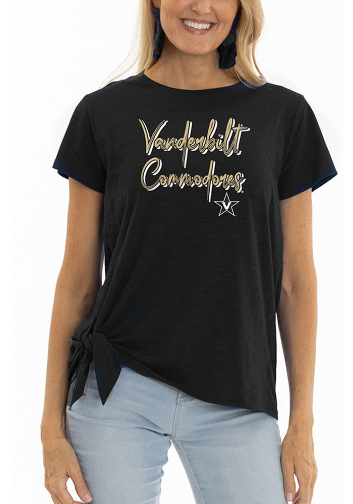 Vanderbilt Commodores Womens Black Side Tie Short Sleeve T-Shirt