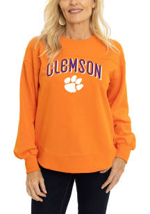 Flying Colors Clemson Tigers Womens Orange Yoke Crew Sweatshirt
