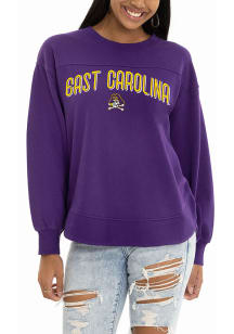 Flying Colors East Carolina Pirates Womens Purple Yoke Crew Sweatshirt