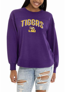 Flying Colors LSU Tigers Womens Purple Yoke Crew Sweatshirt
