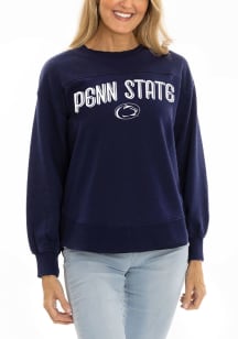 Flying Colors Penn State Nittany Lions Womens Navy Blue Yoke Crew Sweatshirt