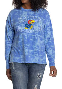 Flying Colors Kansas Jayhawks Womens Blue Tie Dye Long Sleeve T-Shirt