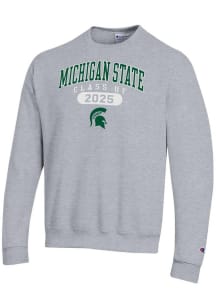 Mens Michigan State Spartans Grey Champion Class of 2025 Pill Powerblend Crew Sweatshirt