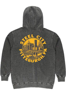 Summit Sportswear Pittsburgh Mens Dark Grey Skyline Long Sleeve Hoodie
