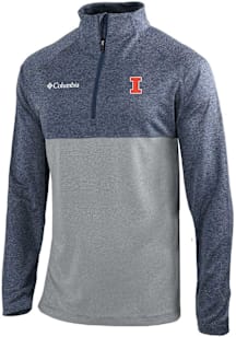 Columbia Illinois Fighting Illini Mens Navy Blue Heat Seal Omni Wick Rockin It Long Sleeve Qtr Zip..