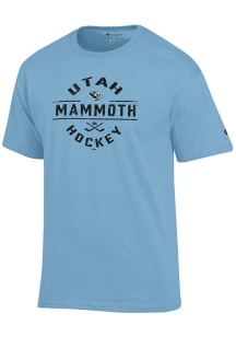 Champion Utah Hockey Club Light Blue Round Font Graphic Jersey Short Sleeve T Shirt