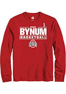 Amare Bynum Ohio State Buckeyes Red NIL Stacked Box Long Sleeve Player T Shirt