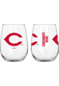 Cincinnati Reds 16 OZ Gameday Curved Stemless Wine Glass