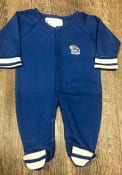Kansas Jayhawks Baby Striped Footie Blue Striped Footie One Piece Pajamas