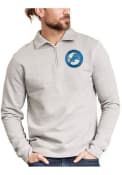 Detroit Lions Mens Grey Sideline Sweater 1/4 Zip Fashion Pullover